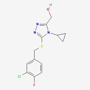 [5-[(3-Chloro-4-fluorophenyl)methylsulfanyl]-4-cyclopropyl-1,2,4-triazol-3-yl]methanol