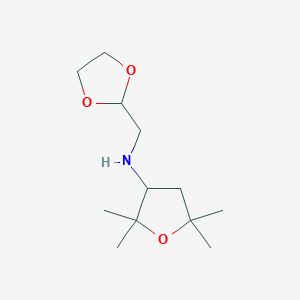 molecular formula C12H23NO3 B7669611 N-(1,3-dioxolan-2-ylmethyl)-2,2,5,5-tetramethyloxolan-3-amine 