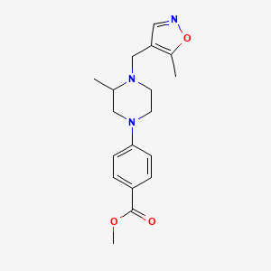 molecular formula C18H23N3O3 B7669616 Methyl 4-[3-methyl-4-[(5-methyl-1,2-oxazol-4-yl)methyl]piperazin-1-yl]benzoate 