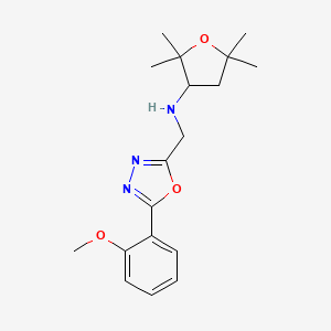 molecular formula C18H25N3O3 B7669662 N-[[5-(2-methoxyphenyl)-1,3,4-oxadiazol-2-yl]methyl]-2,2,5,5-tetramethyloxolan-3-amine 