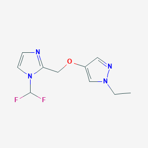 molecular formula C10H12F2N4O B7669742 1-(Difluoromethyl)-2-[(1-ethylpyrazol-4-yl)oxymethyl]imidazole 