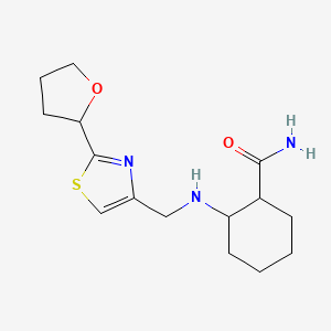 molecular formula C15H23N3O2S B7669772 2-[[2-(Oxolan-2-yl)-1,3-thiazol-4-yl]methylamino]cyclohexane-1-carboxamide 