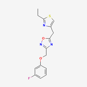 molecular formula C15H14FN3O2S B7669839 5-[(2-Ethyl-1,3-thiazol-4-yl)methyl]-3-[(3-fluorophenoxy)methyl]-1,2,4-oxadiazole 