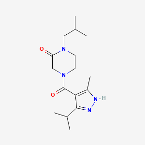 molecular formula C16H26N4O2 B7669841 4-(5-methyl-3-propan-2-yl-1H-pyrazole-4-carbonyl)-1-(2-methylpropyl)piperazin-2-one 