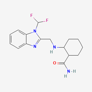 molecular formula C16H20F2N4O B7669871 2-[[1-(Difluoromethyl)benzimidazol-2-yl]methylamino]cyclohexane-1-carboxamide 