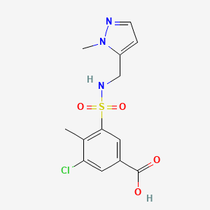 molecular formula C13H14ClN3O4S B7669939 3-Chloro-4-methyl-5-[(2-methylpyrazol-3-yl)methylsulfamoyl]benzoic acid 