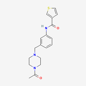 molecular formula C18H21N3O2S B7670018 N-[3-[(4-acetylpiperazin-1-yl)methyl]phenyl]thiophene-3-carboxamide 