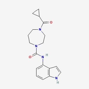 molecular formula C18H22N4O2 B7670022 4-(cyclopropanecarbonyl)-N-(1H-indol-4-yl)-1,4-diazepane-1-carboxamide 