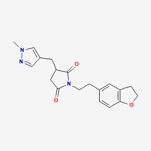 molecular formula C19H21N3O3 B7670113 1-[2-(2,3-Dihydro-1-benzofuran-5-yl)ethyl]-3-[(1-methylpyrazol-4-yl)methyl]pyrrolidine-2,5-dione 