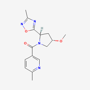 molecular formula C15H18N4O3 B7670215 [(2R,4S)-4-methoxy-2-(3-methyl-1,2,4-oxadiazol-5-yl)pyrrolidin-1-yl]-(6-methylpyridin-3-yl)methanone 