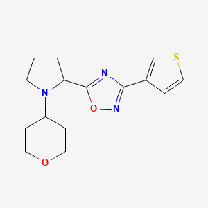 molecular formula C15H19N3O2S B7670266 5-[1-(Oxan-4-yl)pyrrolidin-2-yl]-3-thiophen-3-yl-1,2,4-oxadiazole 