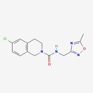 molecular formula C14H15ClN4O2 B7670268 6-chloro-N-[(5-methyl-1,2,4-oxadiazol-3-yl)methyl]-3,4-dihydro-1H-isoquinoline-2-carboxamide 