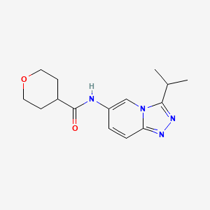 N-(3-propan-2-yl-[1,2,4]triazolo[4,3-a]pyridin-6-yl)oxane-4-carboxamide