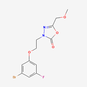 molecular formula C12H12BrFN2O4 B7670287 3-[2-(3-Bromo-5-fluorophenoxy)ethyl]-5-(methoxymethyl)-1,3,4-oxadiazol-2-one 