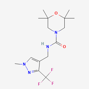 molecular formula C15H23F3N4O2 B7670293 2,2,6,6-tetramethyl-N-[[1-methyl-3-(trifluoromethyl)pyrazol-4-yl]methyl]morpholine-4-carboxamide 