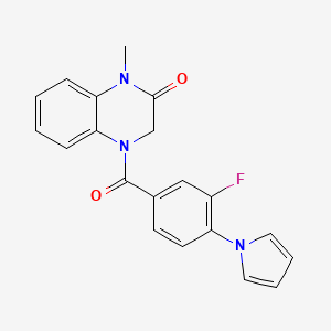 molecular formula C20H16FN3O2 B7670298 4-(3-fluoro-4-pyrrol-1-ylbenzoyl)-1-methyl-3H-quinoxalin-2-one 