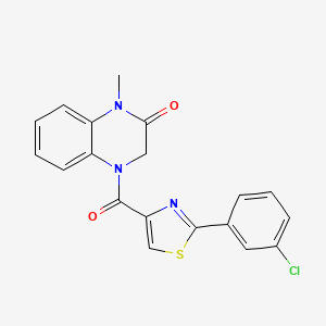 molecular formula C19H14ClN3O2S B7670302 4-[2-(3-chlorophenyl)-1,3-thiazole-4-carbonyl]-1-methyl-3H-quinoxalin-2-one 