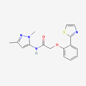 molecular formula C16H16N4O2S B7670304 N-(2,5-dimethylpyrazol-3-yl)-2-[2-(1,3-thiazol-2-yl)phenoxy]acetamide 