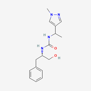 molecular formula C16H22N4O2 B7670311 1-[(2S)-1-hydroxy-3-phenylpropan-2-yl]-3-[1-(1-methylpyrazol-4-yl)ethyl]urea 