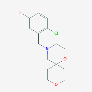 molecular formula C15H19ClFNO2 B7670321 4-[(2-Chloro-5-fluorophenyl)methyl]-1,9-dioxa-4-azaspiro[5.5]undecane 