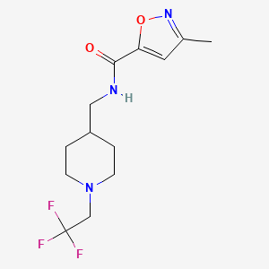 molecular formula C13H18F3N3O2 B7670333 3-methyl-N-[[1-(2,2,2-trifluoroethyl)piperidin-4-yl]methyl]-1,2-oxazole-5-carboxamide 