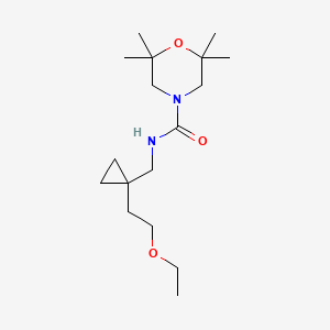 molecular formula C17H32N2O3 B7670343 N-[[1-(2-ethoxyethyl)cyclopropyl]methyl]-2,2,6,6-tetramethylmorpholine-4-carboxamide 