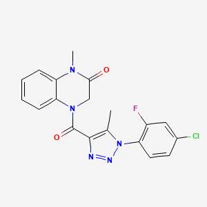 4-[1-(4-chloro-2-fluorophenyl)-5-methyltriazole-4-carbonyl]-1-methyl-3H-quinoxalin-2-one