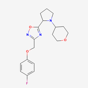 3-[(4-Fluorophenoxy)methyl]-5-[1-(oxan-4-yl)pyrrolidin-2-yl]-1,2,4-oxadiazole