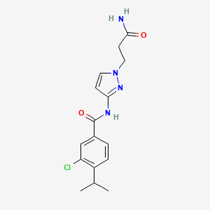 molecular formula C16H19ClN4O2 B7670397 N-[1-(3-amino-3-oxopropyl)pyrazol-3-yl]-3-chloro-4-propan-2-ylbenzamide 