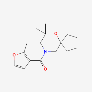 molecular formula C16H23NO3 B7670499 (7,7-Dimethyl-6-oxa-9-azaspiro[4.5]decan-9-yl)-(2-methylfuran-3-yl)methanone 