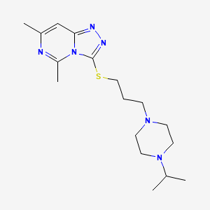 molecular formula C17H28N6S B7670518 5,7-Dimethyl-3-[3-(4-propan-2-ylpiperazin-1-yl)propylsulfanyl]-[1,2,4]triazolo[4,3-c]pyrimidine 