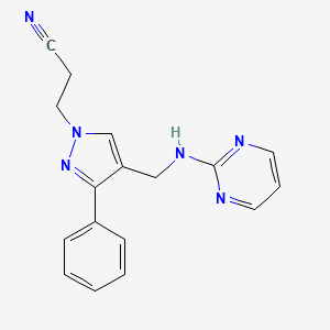 3-[3-Phenyl-4-[(pyrimidin-2-ylamino)methyl]pyrazol-1-yl]propanenitrile