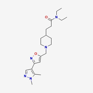 molecular formula C21H33N5O2 B7670614 3-[1-[[3-(1,5-dimethylpyrazol-4-yl)-1,2-oxazol-5-yl]methyl]piperidin-4-yl]-N,N-diethylpropanamide 