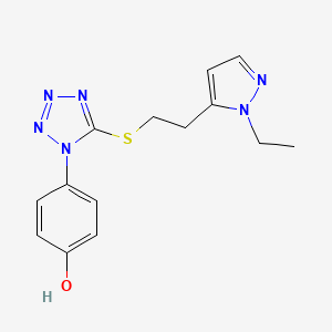 molecular formula C14H16N6OS B7670772 4-[5-[2-(2-Ethylpyrazol-3-yl)ethylsulfanyl]tetrazol-1-yl]phenol 