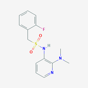 molecular formula C14H16FN3O2S B7670816 N-[2-(dimethylamino)pyridin-3-yl]-1-(2-fluorophenyl)methanesulfonamide 