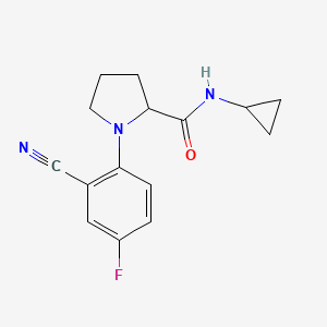 molecular formula C15H16FN3O B7670825 1-(2-cyano-4-fluorophenyl)-N-cyclopropylpyrrolidine-2-carboxamide 