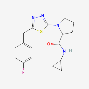 N-cyclopropyl-1-[5-[(4-fluorophenyl)methyl]-1,3,4-thiadiazol-2-yl]pyrrolidine-2-carboxamide