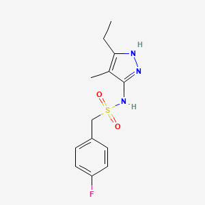 molecular formula C13H16FN3O2S B7670888 N-(5-ethyl-4-methyl-1H-pyrazol-3-yl)-1-(4-fluorophenyl)methanesulfonamide 