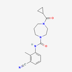 molecular formula C18H22N4O2 B7670955 N-(3-cyano-2-methylphenyl)-4-(cyclopropanecarbonyl)-1,4-diazepane-1-carboxamide 