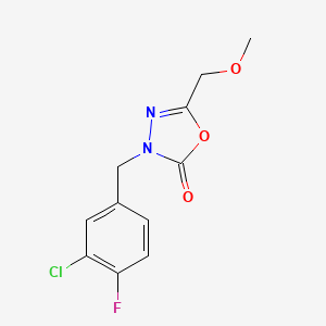 molecular formula C11H10ClFN2O3 B7670960 3-[(3-Chloro-4-fluorophenyl)methyl]-5-(methoxymethyl)-1,3,4-oxadiazol-2-one 