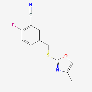 2-Fluoro-5-[(4-methyl-1,3-oxazol-2-yl)sulfanylmethyl]benzonitrile