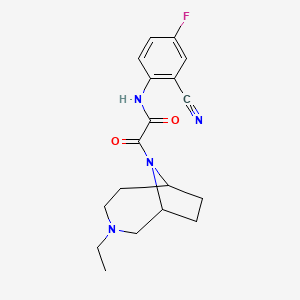 molecular formula C18H21FN4O2 B7670992 N-(2-cyano-4-fluorophenyl)-2-(3-ethyl-3,9-diazabicyclo[4.2.1]nonan-9-yl)-2-oxoacetamide 