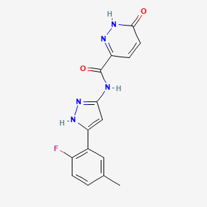 molecular formula C15H12FN5O2 B7671030 N-[5-(2-fluoro-5-methylphenyl)-1H-pyrazol-3-yl]-6-oxo-1H-pyridazine-3-carboxamide 