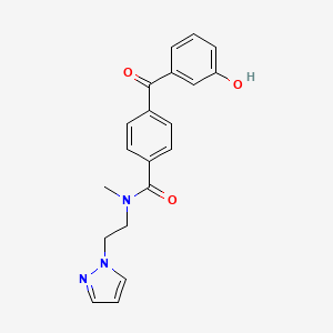 molecular formula C20H19N3O3 B7671088 4-(3-hydroxybenzoyl)-N-methyl-N-(2-pyrazol-1-ylethyl)benzamide 