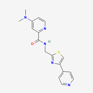 molecular formula C17H17N5OS B7671127 4-(dimethylamino)-N-[(4-pyridin-4-yl-1,3-thiazol-2-yl)methyl]pyridine-2-carboxamide 