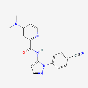 molecular formula C18H16N6O B7671171 N-[2-(4-cyanophenyl)pyrazol-3-yl]-4-(dimethylamino)pyridine-2-carboxamide 