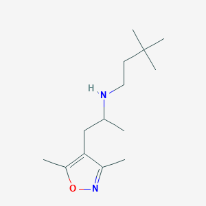 N-[1-(3,5-dimethyl-1,2-oxazol-4-yl)propan-2-yl]-3,3-dimethylbutan-1-amine