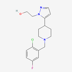 molecular formula C17H21ClFN3O B7671341 2-[5-[1-[(2-Chloro-5-fluorophenyl)methyl]piperidin-4-yl]pyrazol-1-yl]ethanol 