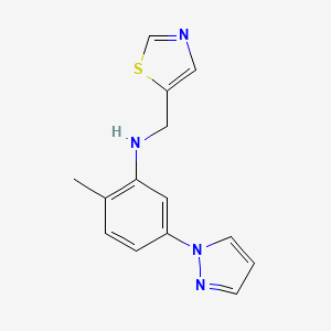 2-methyl-5-pyrazol-1-yl-N-(1,3-thiazol-5-ylmethyl)aniline