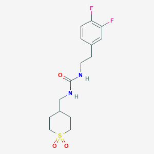 molecular formula C15H20F2N2O3S B7671490 1-[2-(3,4-Difluorophenyl)ethyl]-3-[(1,1-dioxothian-4-yl)methyl]urea 